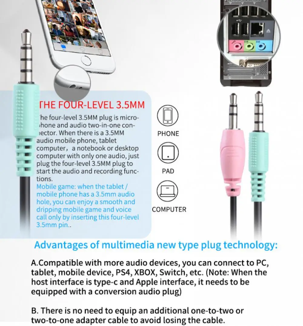Игровая гарнитура KX369 с микрофоном светодиодный светильник кой для ноутбука