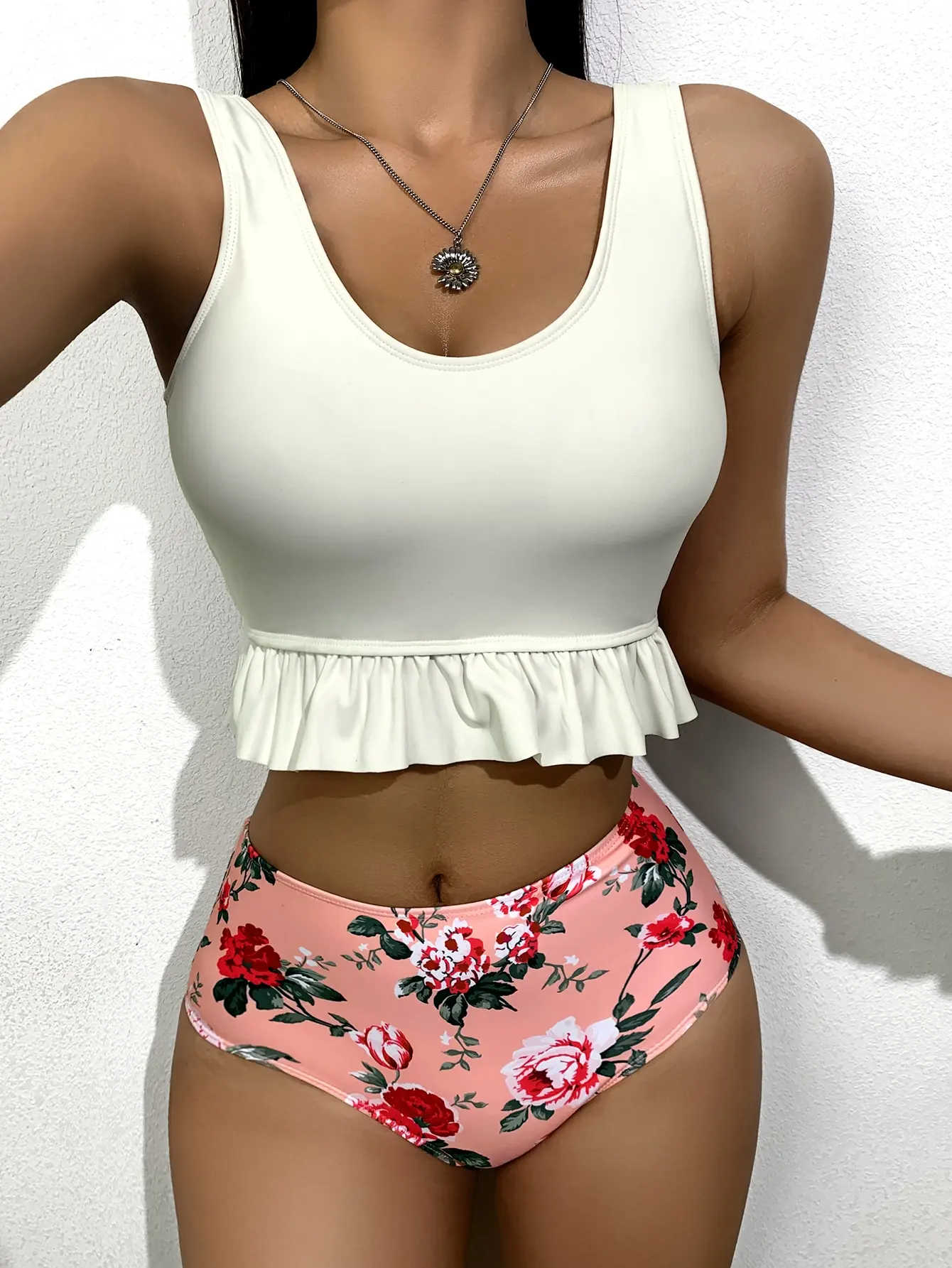 

Woman Swimsuit 2022 High Waist Swimwear Women Sexy Bandeau Bikini Push Up Bathing Suit Ruffle Ruched Biquini Hot Bikini Set