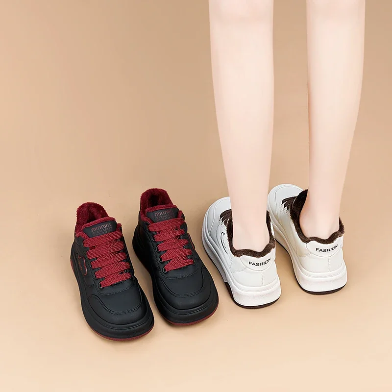 AUTUSPIN женская белая теплая плюшевая вулканизированная обувь на плоской подошве