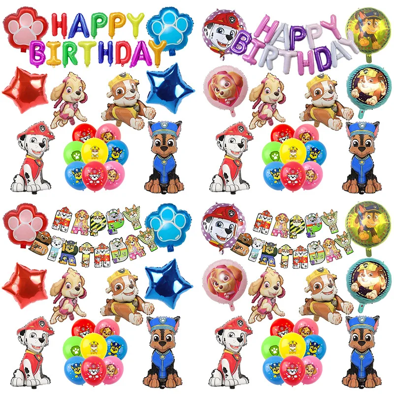 

Paw Patrol Birthday Cartoon Decoration Package Aluminum Film Balloon Banquet Background Wall Layout Aluminum Foil Photo Props