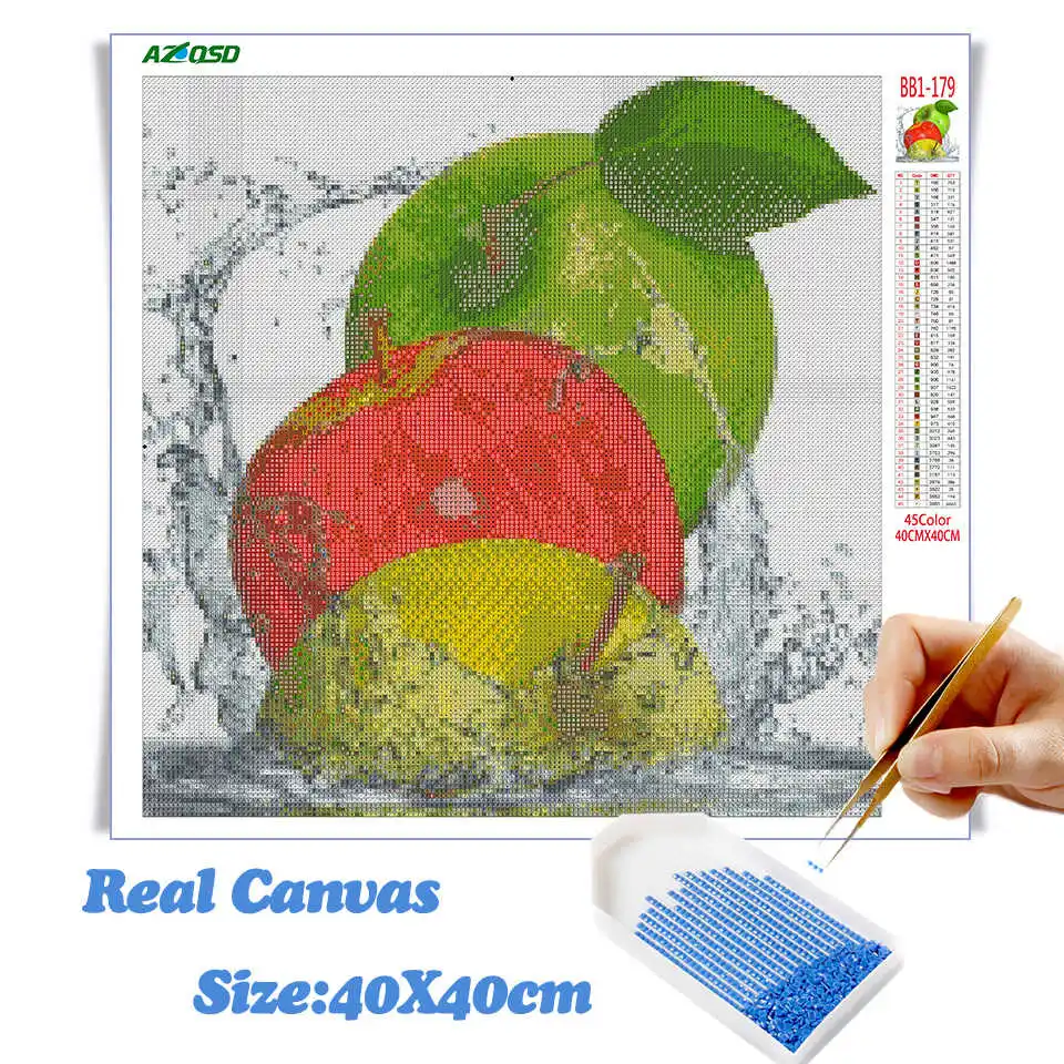 Картина AZQSD алмазные вышитые фрукты 5D сделай сам вышивка крестиком лимонный лед