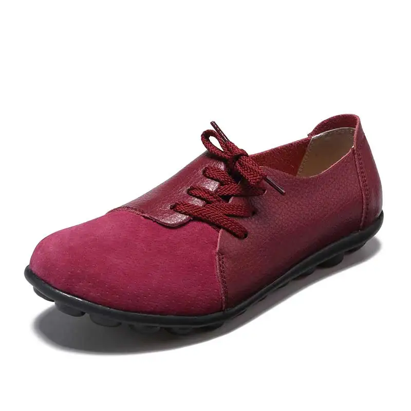 

2022 Women Shoes Leather Casual Flats Sneakers Women Spring Autumn Ballet Flats Patchwork Designed Zapatos De Mujer Size 35-44