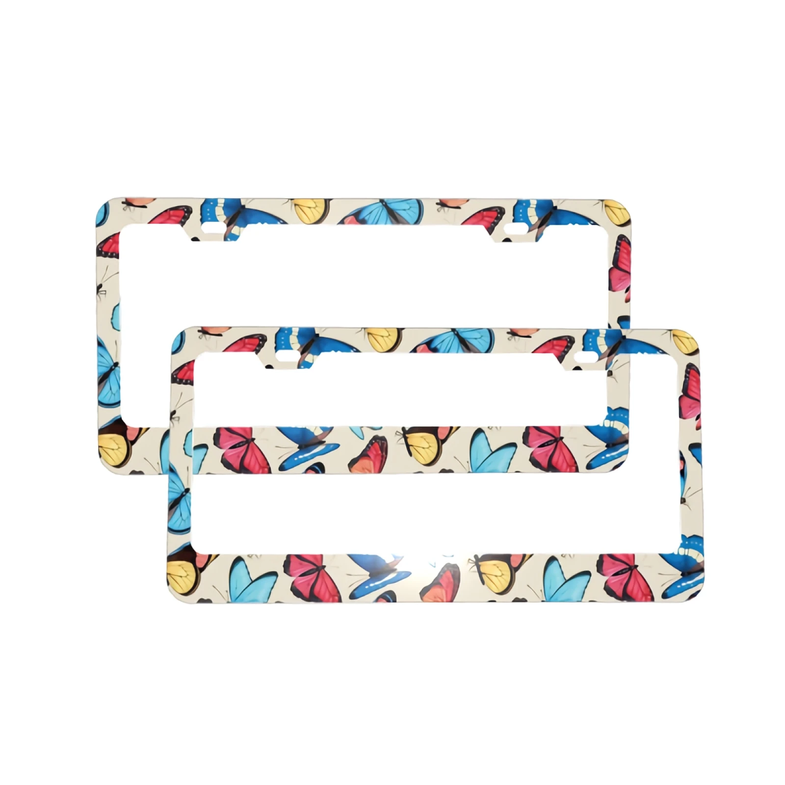 

2 PCS License Plate Frame Tropic Butterfly Car Tag Cover Aluminum Holder Auto Car for Us Standard 2 Hole and Screws