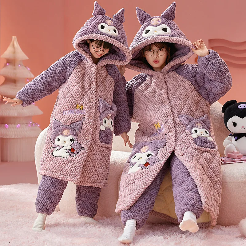 Kawaii зимняя ночная рубашка для девочек пижамы длинная стильная одежда отдыха