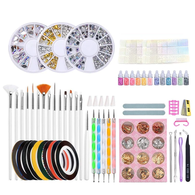 

84 Pcs Completed Nail Art Set,Nail Art Suppliers With Nail Art Brush,Nail Dotting Tools