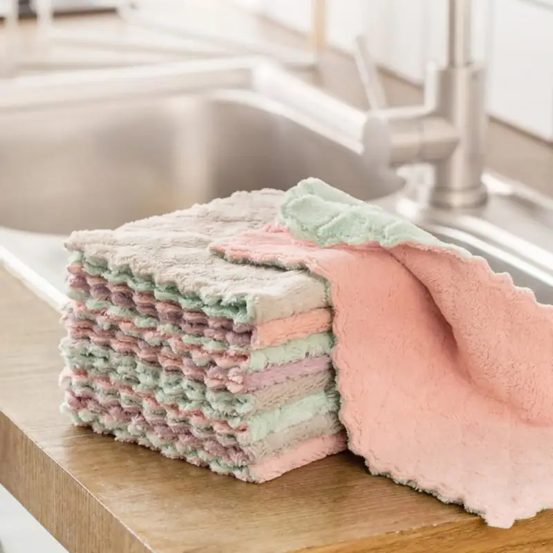 

Rag Velvet No Trace Glass Cleaning Towel Absorbent Dish Cloth Tableware Kitchen Rag Towel For Kitchen Household Cleaning Tool