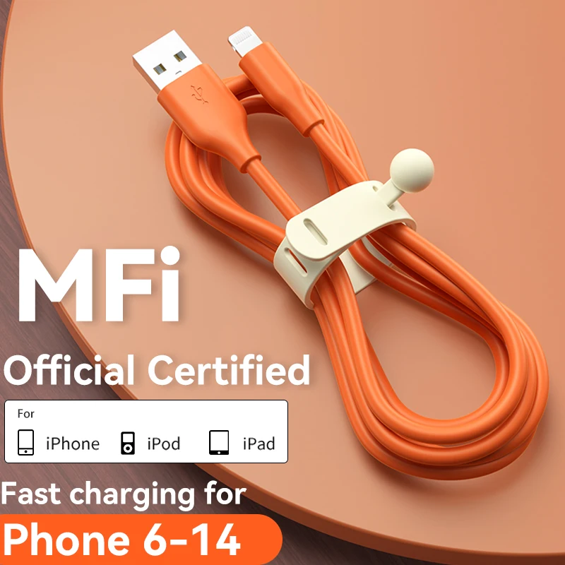 

MFi Certified 2.4A USB to Lightning Fast Charging Cable For iPhone 6-14 Series For iPad Data Transfer Cable Phone Accessories