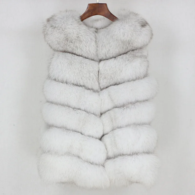 

2022 autumn and winter new fashion slim mid-length natural fox fur vest luxury fur coat