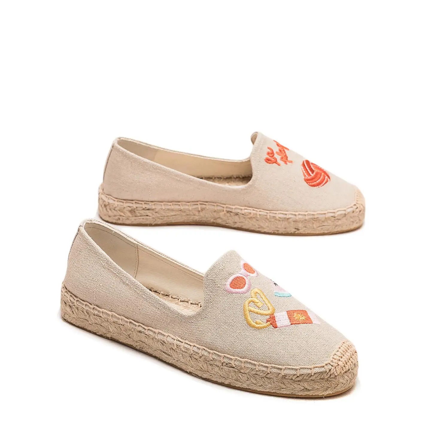 Женские парусиновые туфли на плоской подошве женские с вышивкой удобная дышащая