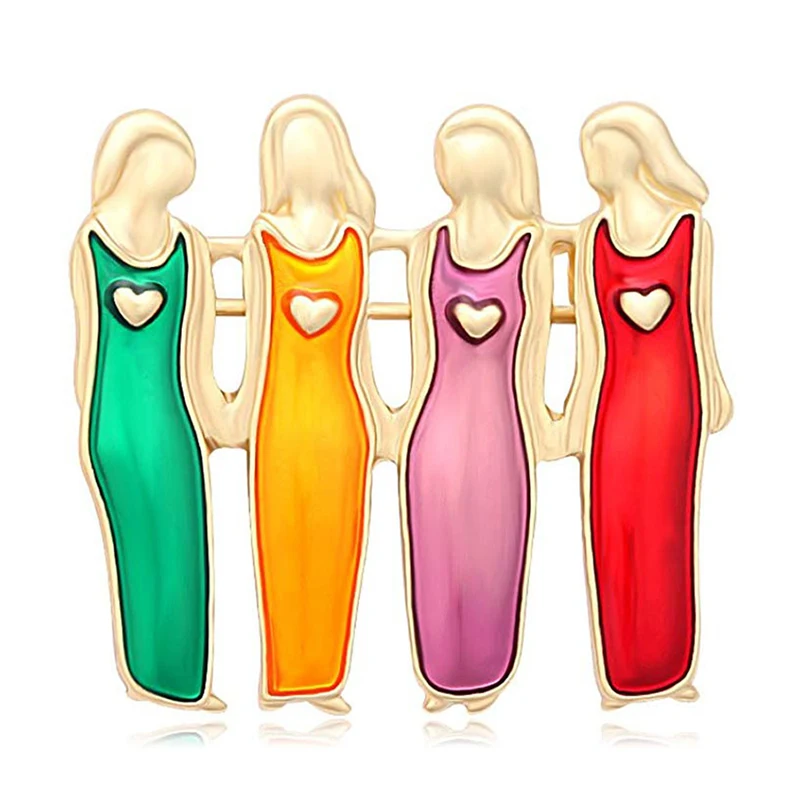 

Colorful Fashion Jewelry Pin Best Friends Sisters Brooch
