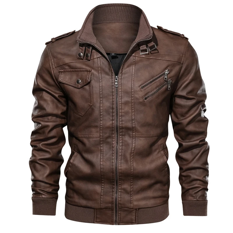

2022 New Men's Leather Jackets Autumn Casual Motorcycle PU Jacket Biker Leather Coats Brand Clothing EU Size SA722