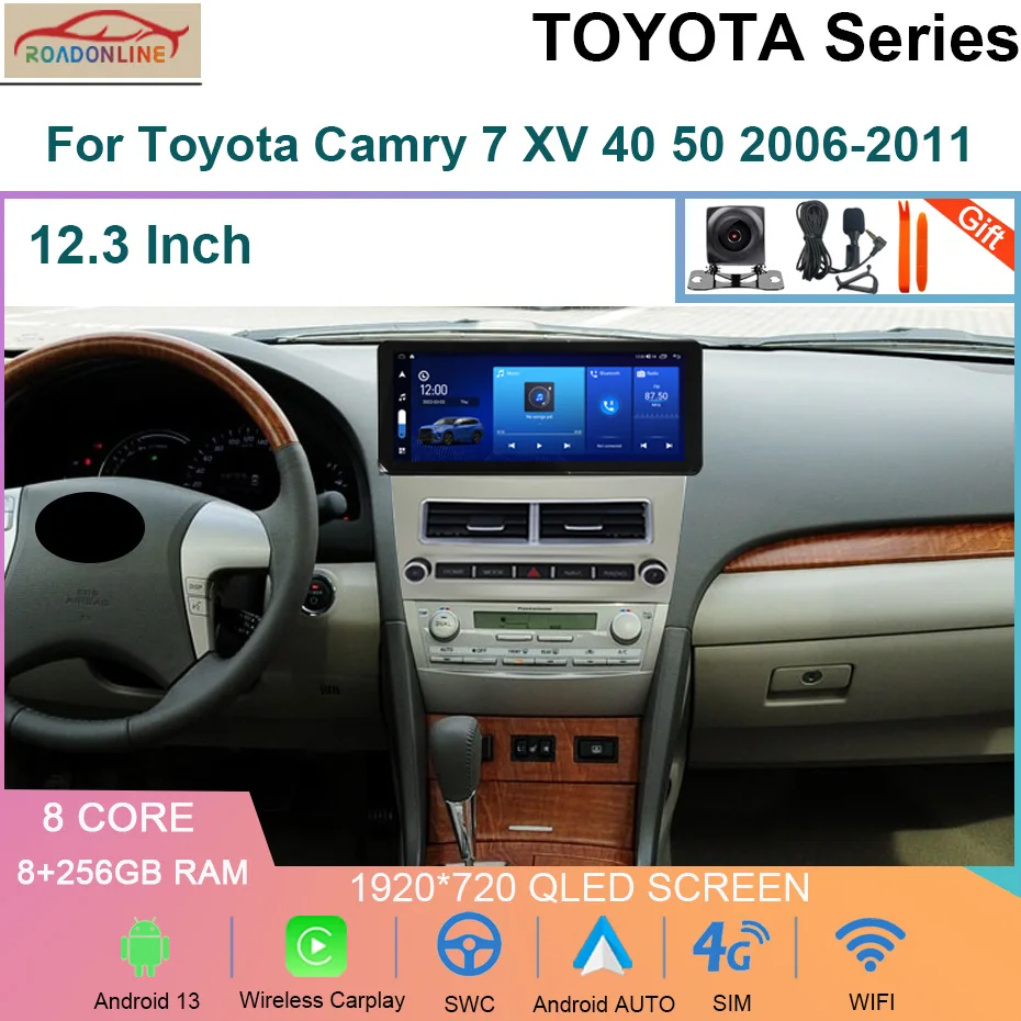 12 3 &quot4G Carplay Android 13 автомобильный радиоприемник мультимедийный видеоплеер для Toyota