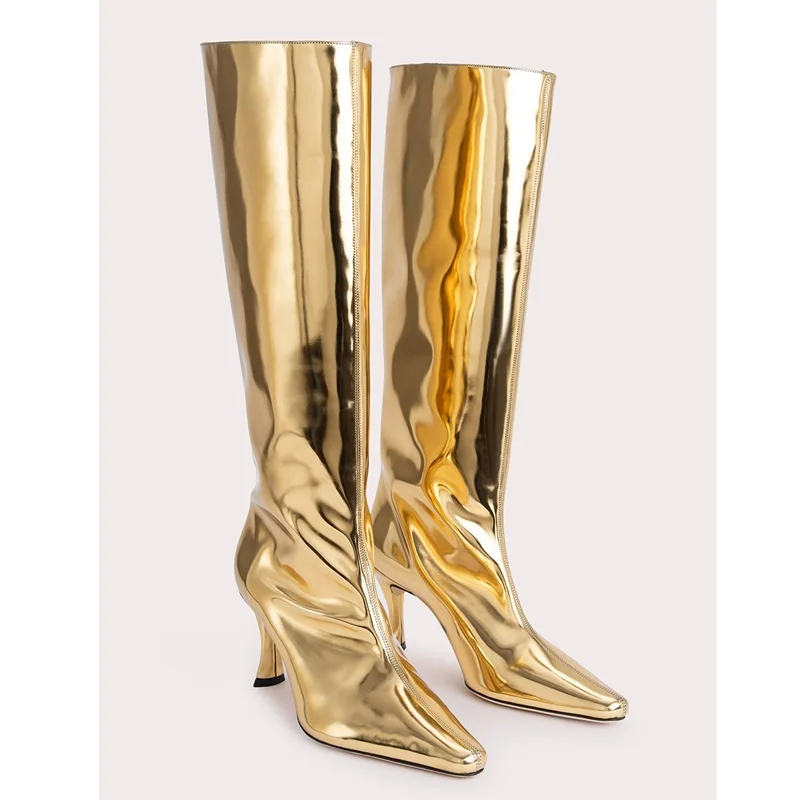 new fashion autumn winter motorcycle boots shoes women print leather knee high boots sexy high heels platform riding boots woman