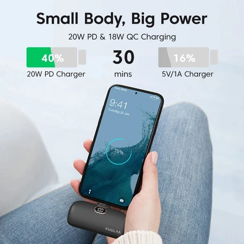 KUULAA Mini Power Bank 5000 мАч Внешняя батарея с быстрой зарядкой Портативное зарядное устройство PowerBank для iPhone 16 15 14 13 Xiaomi Samsung