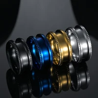 8mm handmade stainless steel grooved rings men jewelry gift vintage classic wedding bands ring size 6 17 blue black gold silver