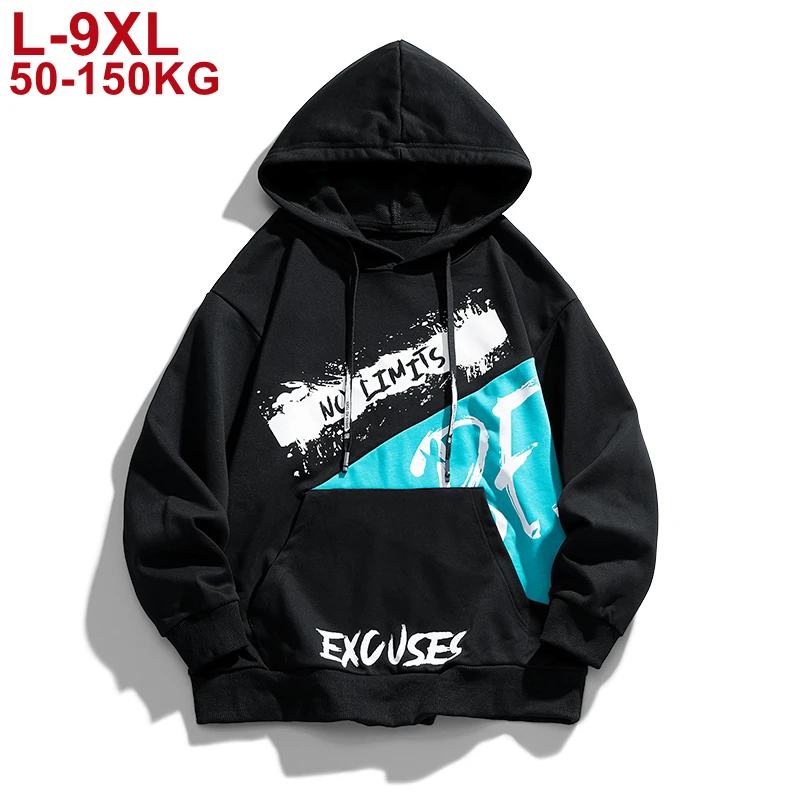 

Men Hoodies Baggy Long Sleeve Oversized Plus Size 7xl 8xl 9xl Men's Hooded Pullovers Streetwear Fashion Sportswear Autumn Winter