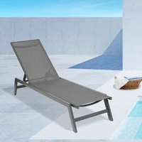 L 75"x W 22"x H 12" Outdoor Sun Loungers Chaise Lounge Chair Five-Position Adjustable Aluminum Recliner All Weather Patio Beach