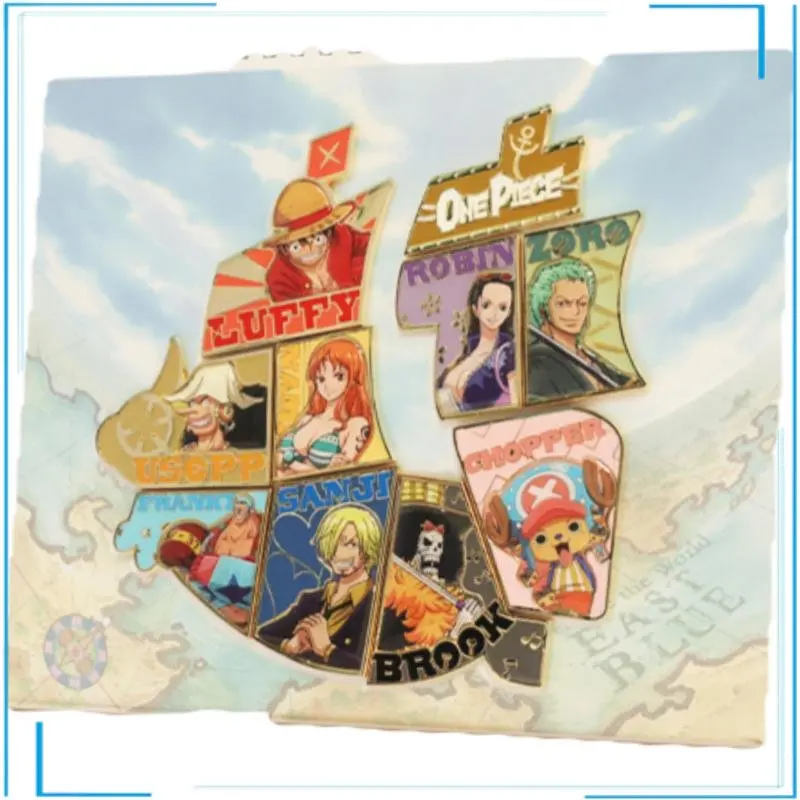 

Brand New Genuine Anime Figures ONE PIECE Monkey D Luffy Nami Roronoa Zoro Nico Robin Usopp Badge Puzzle Magnetic Stick