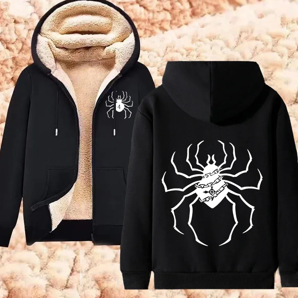 Мужская зимняя теплая куртка на молнии с принтом Ghostemane термотолстовки большого