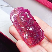 genuine natural red tourmaline pendant fish carved necklace 53 128 27 2mm women clear beads red tourmaline aaaaaaa