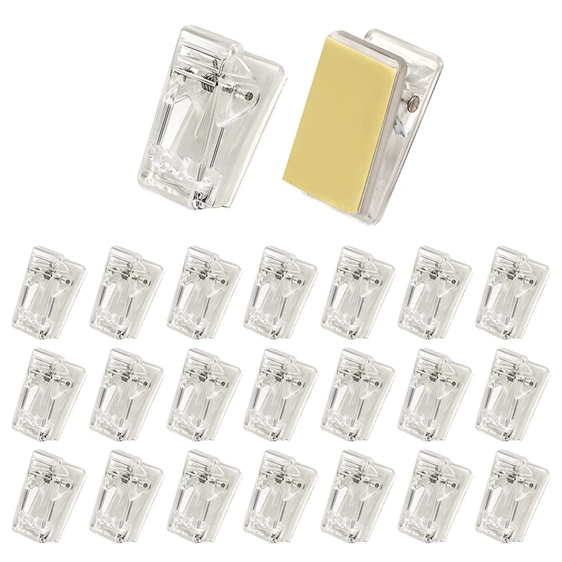 

100 Pcs Clear Self-Adhesive Clips, Small Hanging Spring Clips, Transparent Wall Tapestry Clips Poster Wall Clip