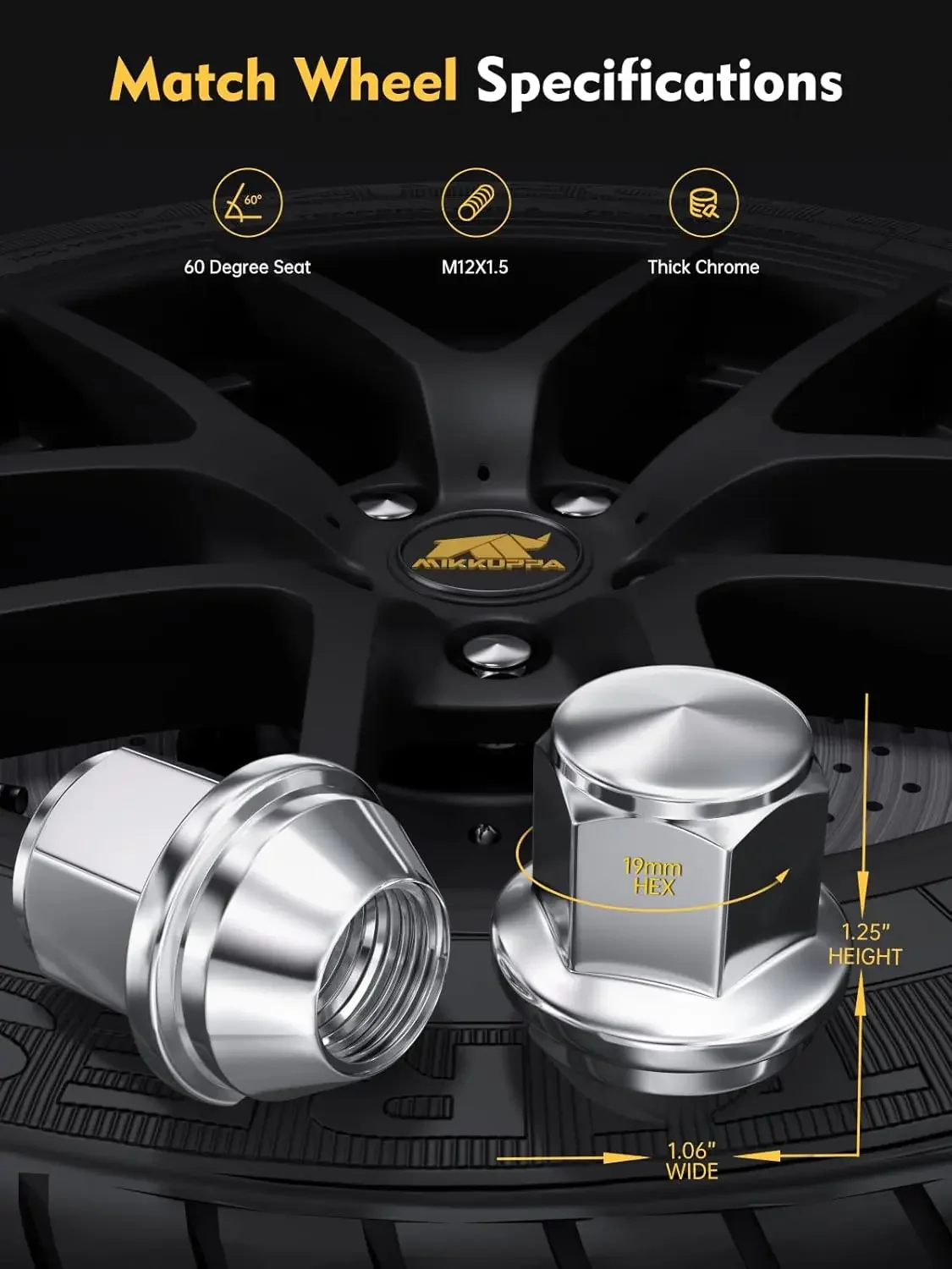 MIKKUPPA 24 шт. M14x1 5 цельный хромированный OEM заводской стиль большие гайки седла