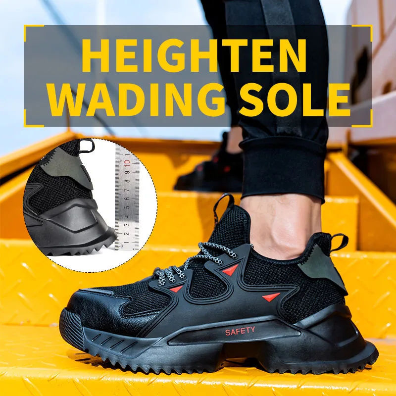 Work Safety Shoes Steel Toe Shoes Puncture-Proof Work Protective Shoes Reflective Non-slip Wear-resistant Work Safety Boots Man