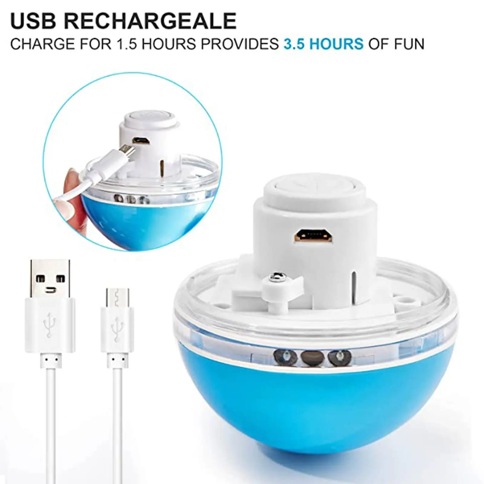 

Cat Interactive Toy Ball Automatic Spinning Ball Toys For Indoor Cats Dogs USB Rechargeable Spinning Balls With Built-in LED