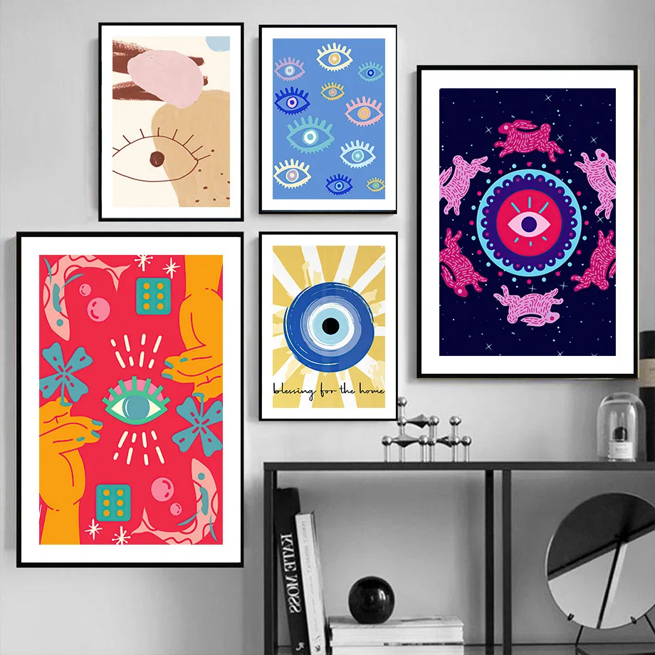 

Lucky Turkish Greek Blue Eye evil eyes Wall Art Canvas Painting Nordic Posters And Prints Wall Pictures For Living Room Decor