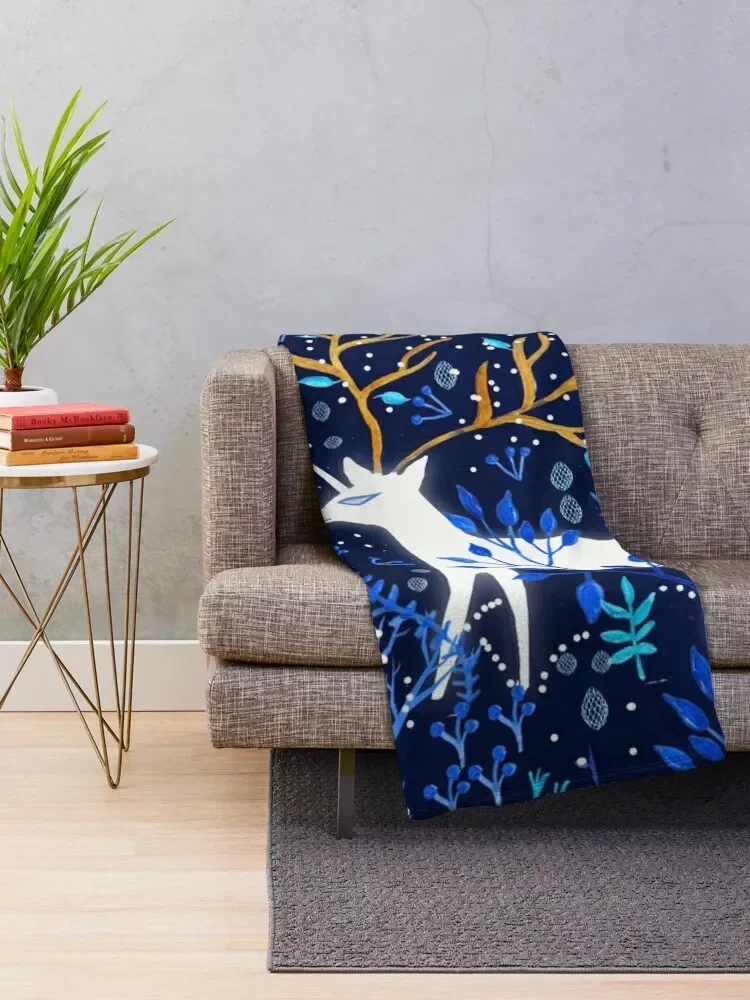 Синий плед Deericorn теплые зимние одеяла