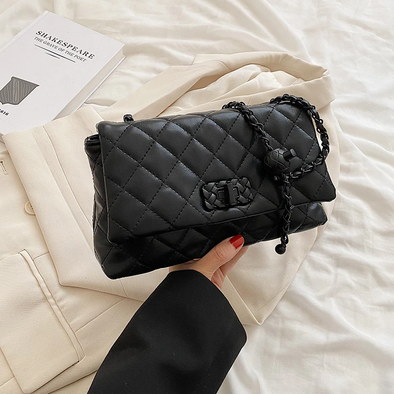 

Women's Shoulder Bag Pu Leather Lingge Pattern Women's Straddle Small Bag Brand Designer Simplicity Girl's Purse Handbag Sac