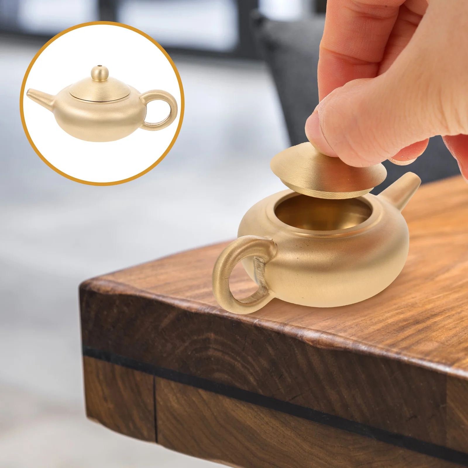 

Teapotminiature Ornament Decor Pot Minikettle Model Tea Shui Feng Chinese Furniture Kitchen Small Desktop Prop Fengshui Luck
