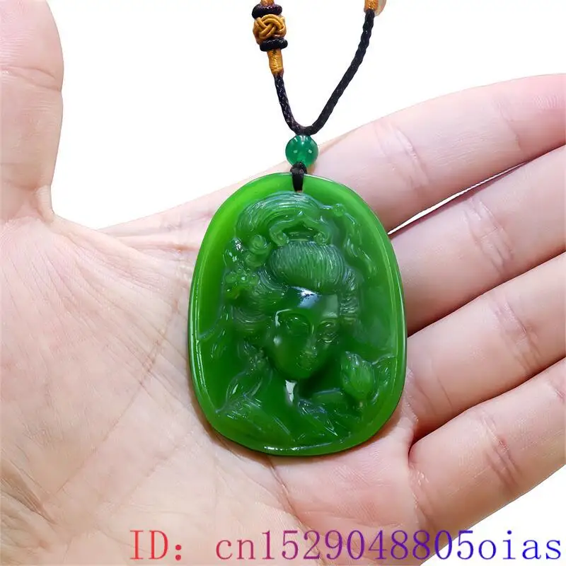 Ожерелье с подвеской из натурального зеленого нефрита Модный Роскошный