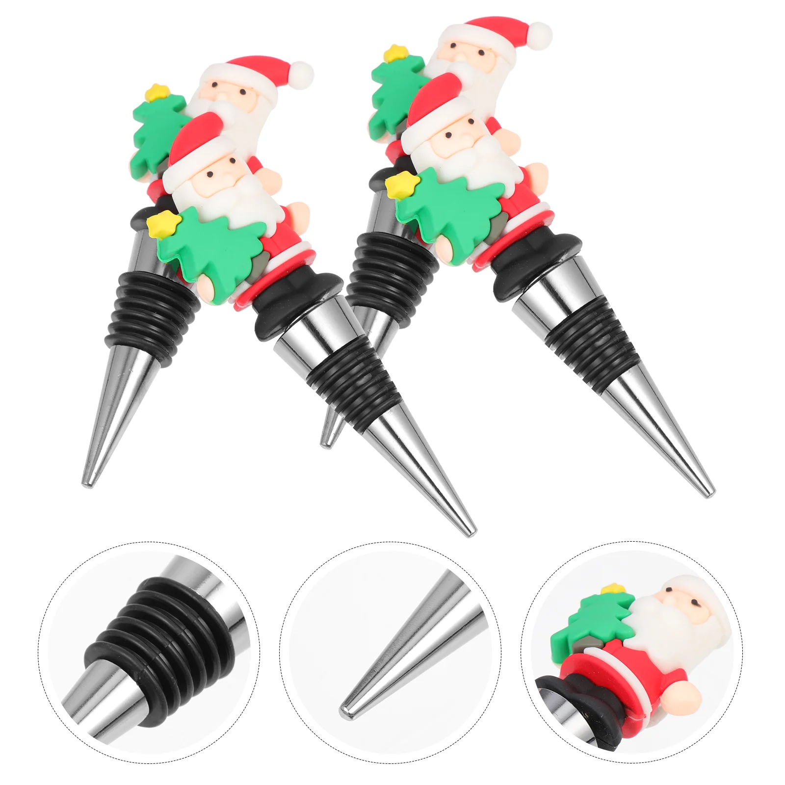 

Stopper Bottle Christmas Santa Stoppers Beverage Champagne Claus Vacuum Saver Preserver Sealer Xmas Plug Cap Holiday Red Decor