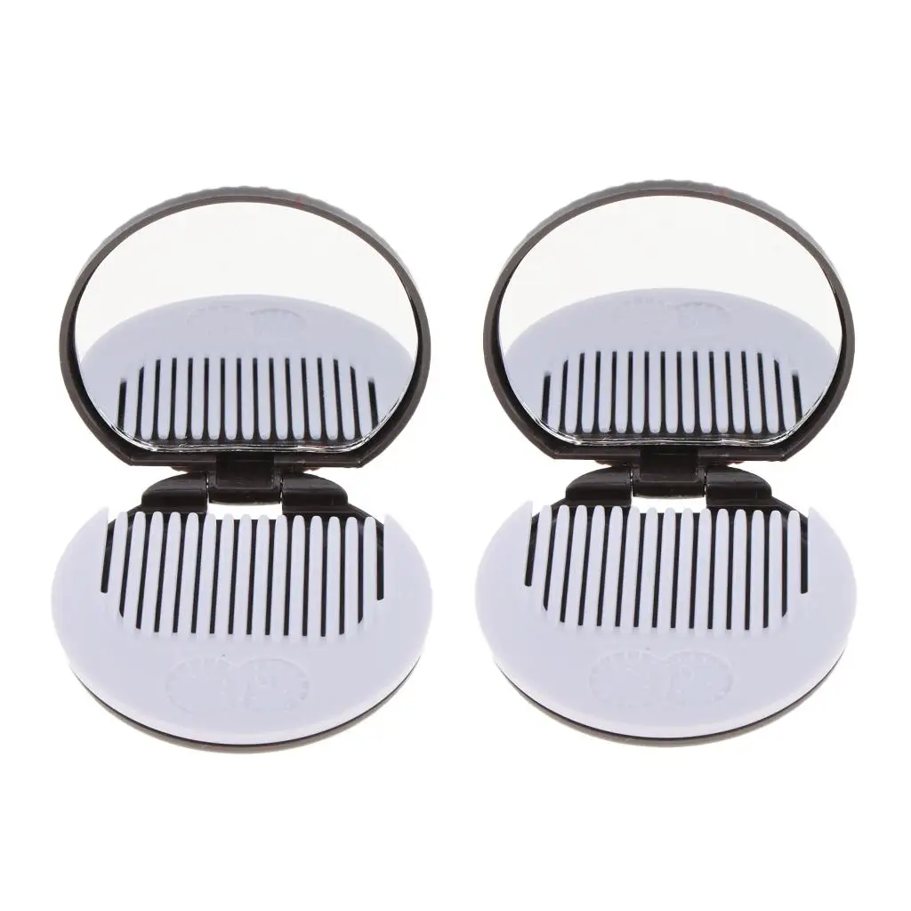 Set of 2 Chocolate Cookie Shape Mini-Tasche Portable Foldable Mirror Woman Cosmetic