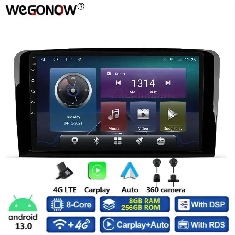360 8 ГБ + 128 Carplay DSP Android 13.0 Автомобильный DVD-плеер GPS-карта WIFI Bluetooth 5.0 RDS Радио для Benz ML