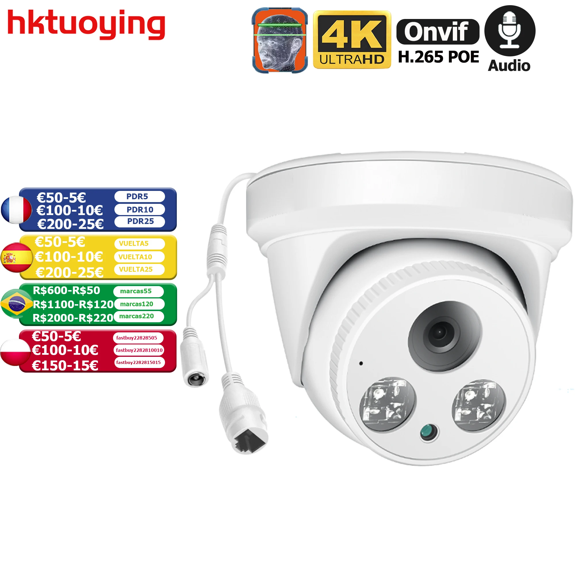 Купить Купольная IP-камера видеонаблюдения 4K, 8 Мп, 5 Мп Продажа Купольная IP-камера видеонаблюдения 4K, 8 Мп, 5 Мп