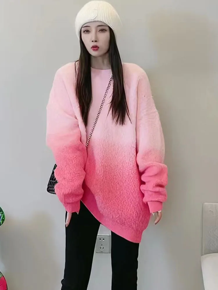 

2022 толстый свитер Свободная Женская верхняя одежда с рукавом реглан Градуированные цвета Зимние женские вязаные пуловеры свитера Z2