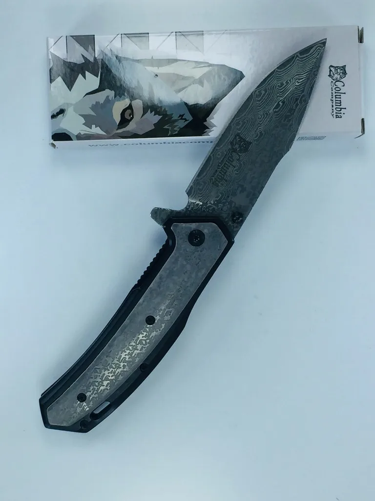 Колумбия A-2120a черный Дамаск карманный нож для повседневного - Цена: 2 639,31 руб.