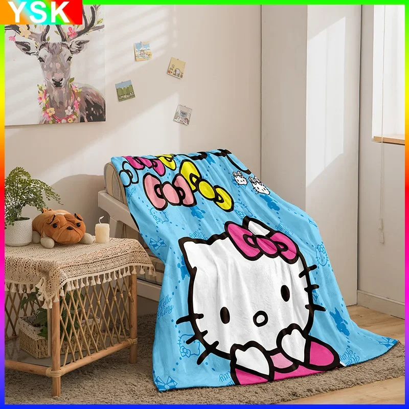 

Новинка, двустороннее фланелевое одеяло Sanrio Kuromi с цифровым принтом Hello Kitty, милое покрывало Hello Kitty, одеяло, одеяло для сна, лучший подарок