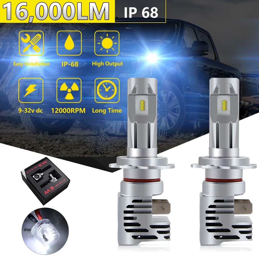 

HAOLIDE H4 H7 LED Headlight Bulbs Canbus H1 H3 H7 H11 9005 HB3 9006 HB4 16000LM Super Bright Car Lights Auto 12V Led Diode Lamps