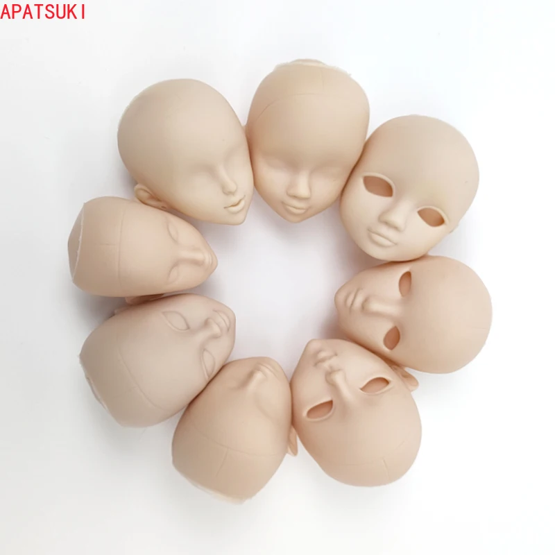 

8pcs/lot Soft Plastic Practice Makeup DIY Replacement Doll Head For 11.5" Doll Heads For 1/6 BJD Doll's Head Accessories 1:6