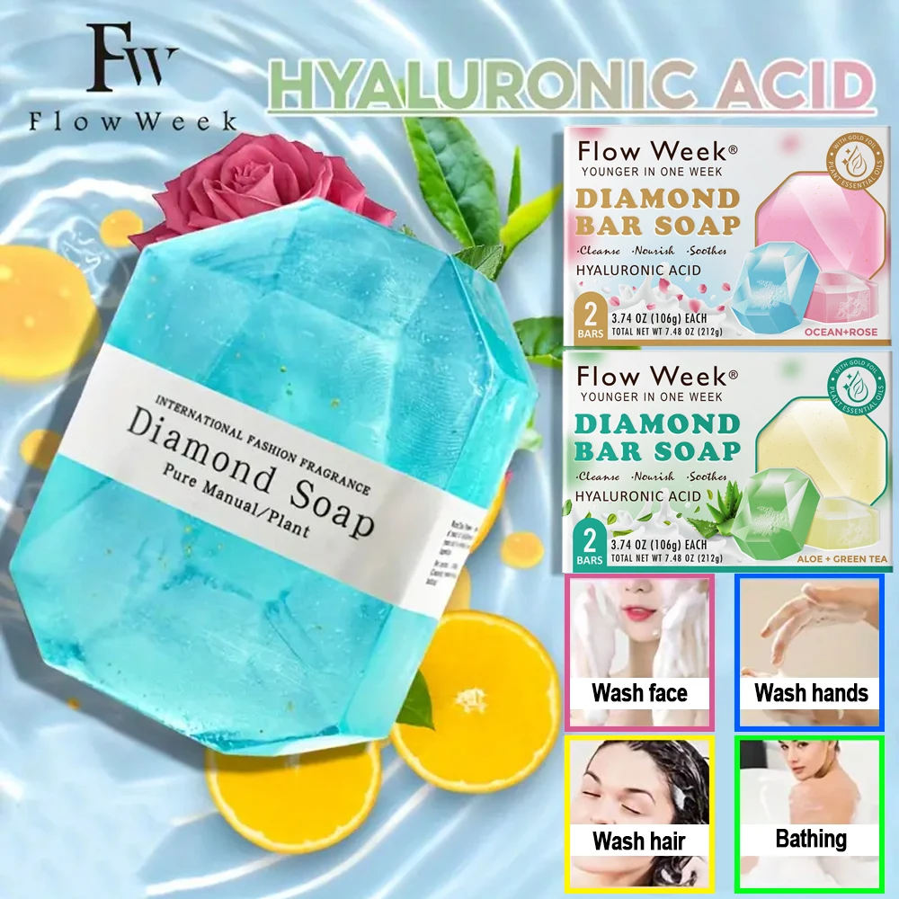 Мыло FlowWeek с гиалуроновой кислотой алмазным эфирным маслом мыло ручной работы из