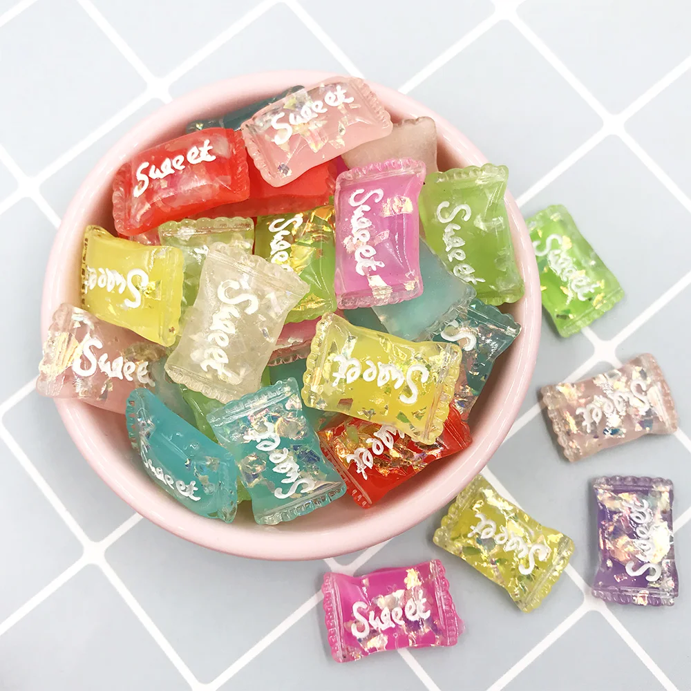 

10 шт. Блестящий милый кабошон с плоской задней частью из смолы для моделирования пищевых волос, банты для скрапбукинга, украшения для рукоде...