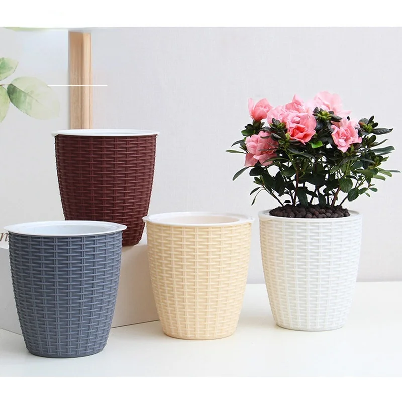 

1PC Imitation Rattan Wicker Flower Pot Basket Balcony Garden Planter durable Flower Pot Seedlings Planter Pots Home Tool