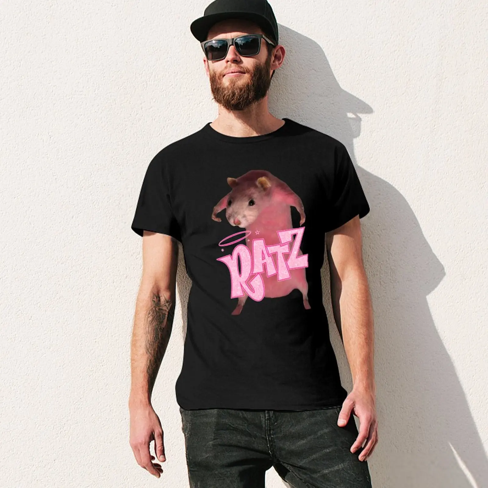 Фото Футболка HQ Pink Rat Ratz Meme, большого размера, повседневная. №3