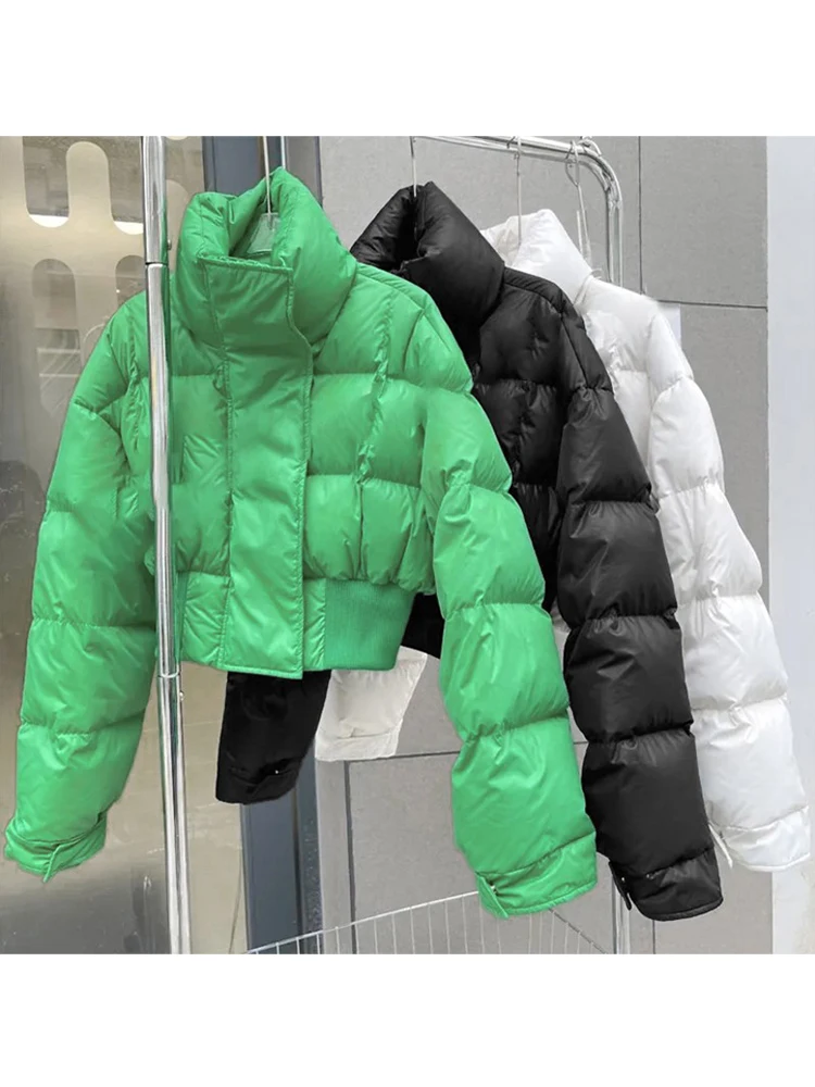 

Новинка 2022, Женская осенне-зимняя куртка на утином пуху, утепленное повседневное теплое Женское пальто с узкой талией и воротником-стойкой