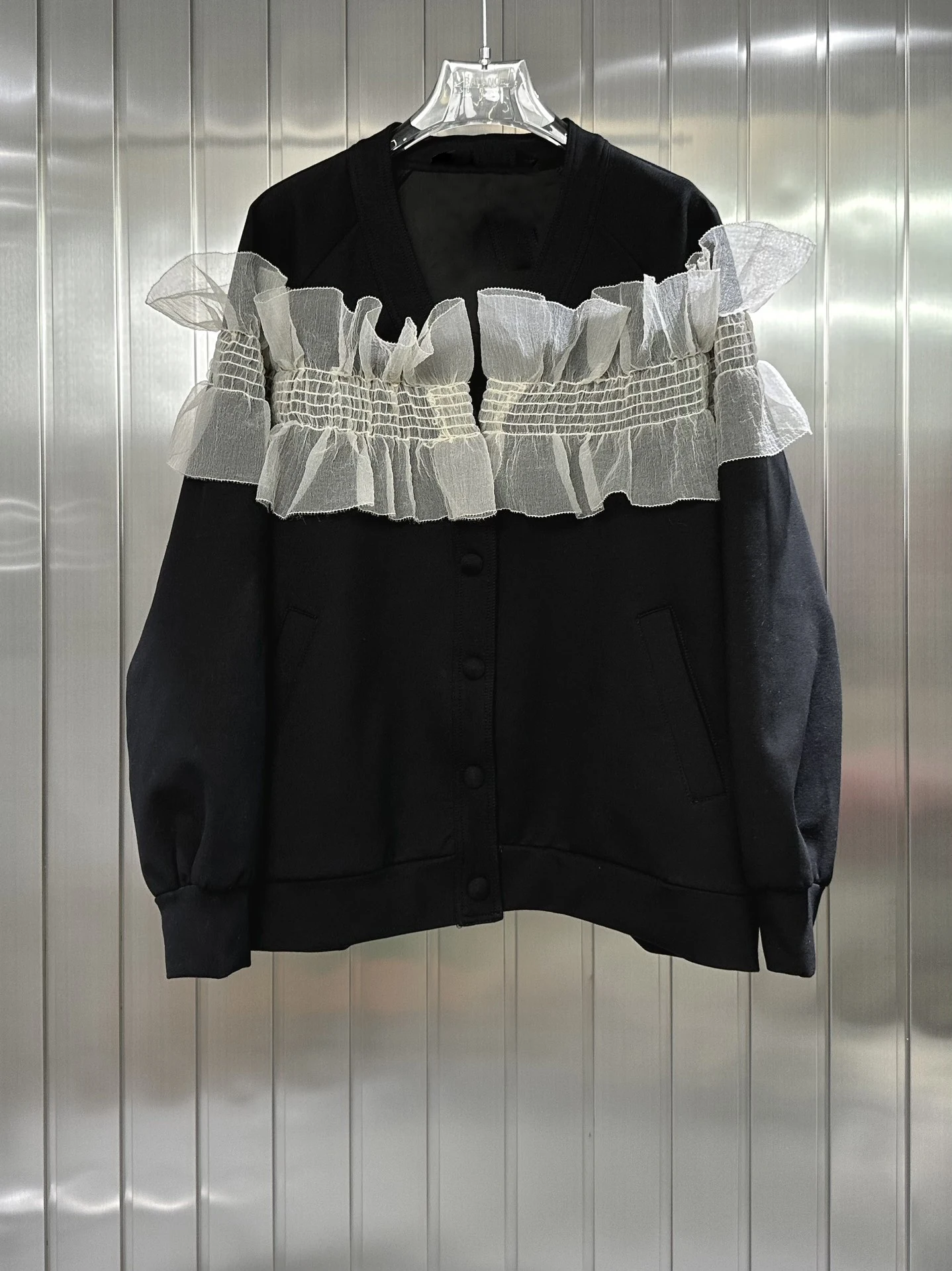 

Spring and summer chiffon edge cardigan sweater