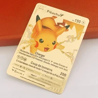 french pokemon gold cards v max cartas pokemon metal metalicas anime pikachu charizard collection battle trainer toys pokmon