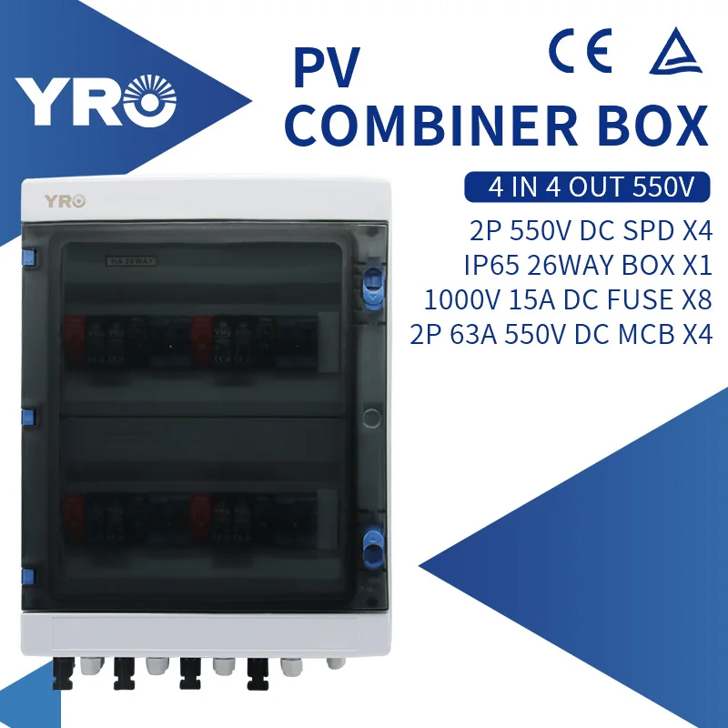 

4 In 4 Out 550V /6 In 2 Out Photovoltaic lightning protection PV DC Combiner Box Waterproof Plastic Distribution Box